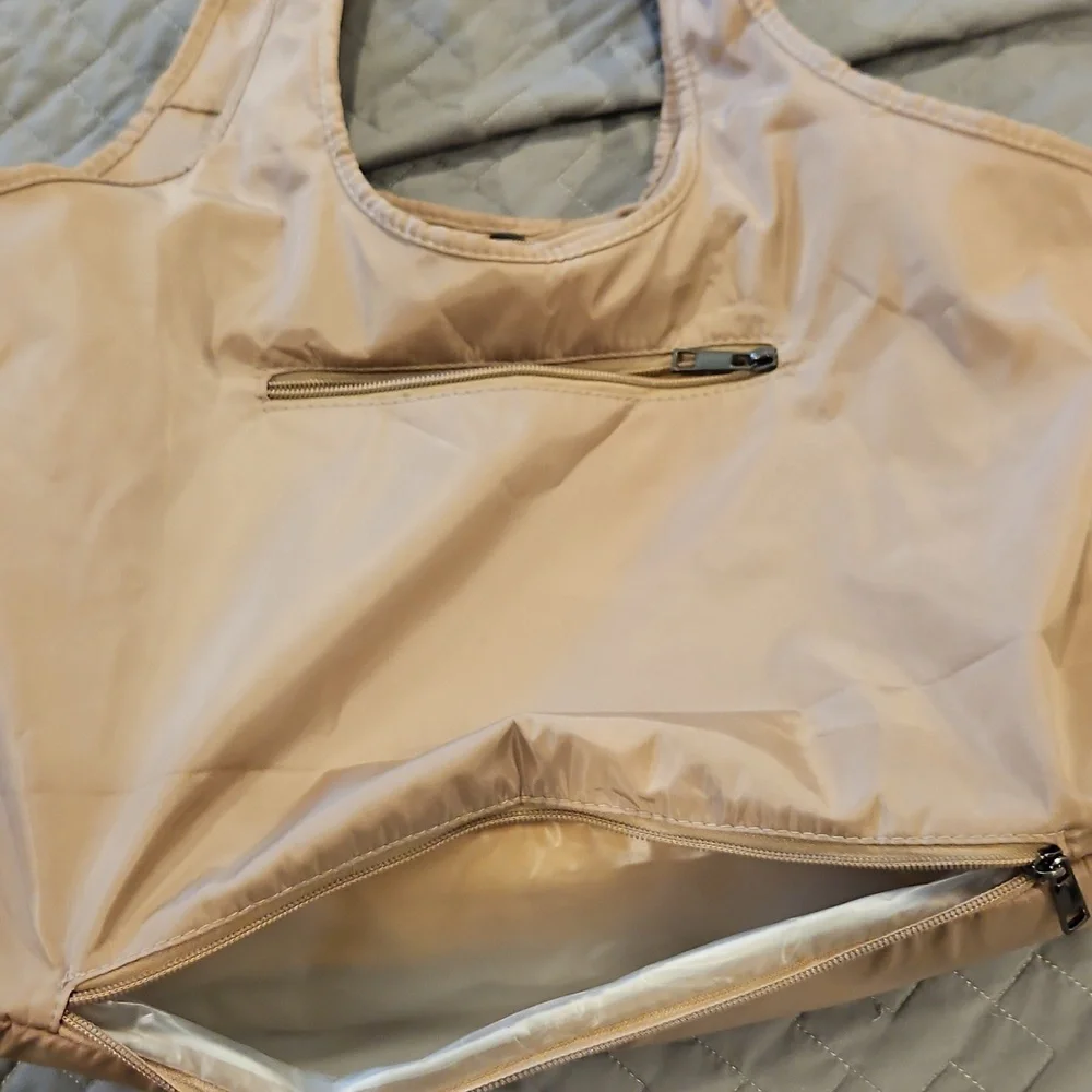 Zooeass Tan Nylon Travel Shoulder Bag Tote Gym Bag - Picture 3 of 5